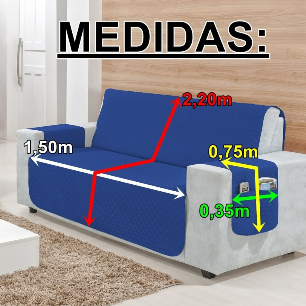Capa Protetora sofa retrátil 3 lugares 150X220  LORENA AZUL