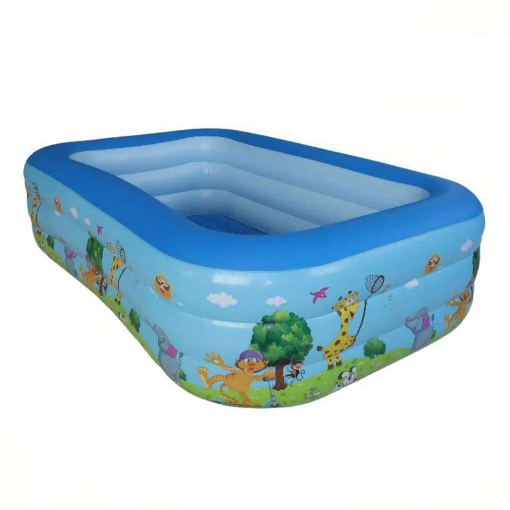 piscina retangular inflável infantil com 3 anéis - SMILE LIFE 58 -