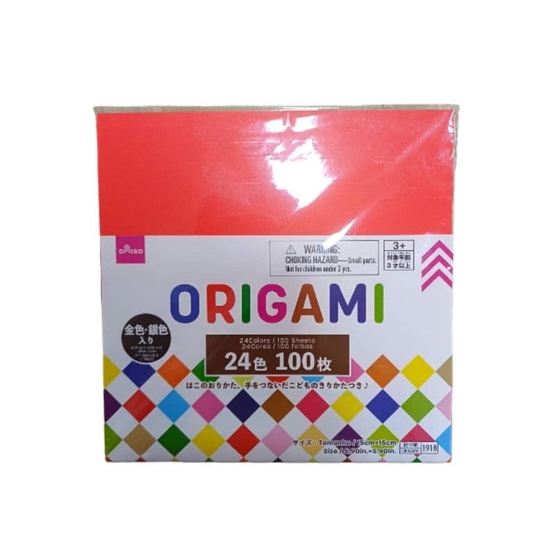 Papel Origami 100 Folhas 24 Cores 15x15 Cm Tsuru Avião Japão