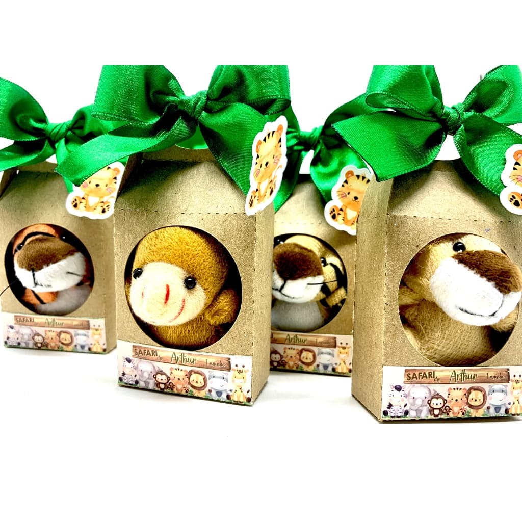 15 Lembrancinhas Personalizadas Festa Safari Pelúcia 6 cm na Caixa