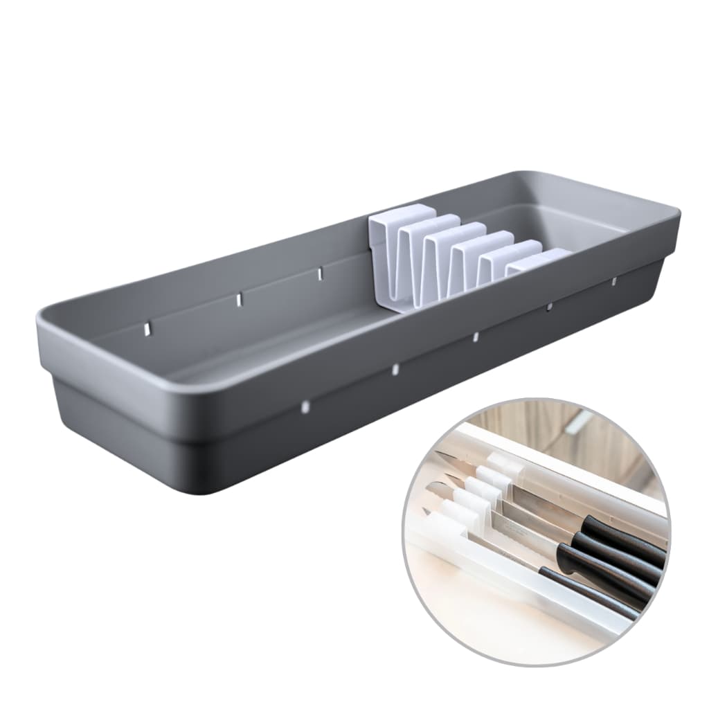 Organizador de Facas Para Gaveta Logic Cinza Chumbo 5 Facas Linha Presente Casa Faqueiro OL 800 <OU>