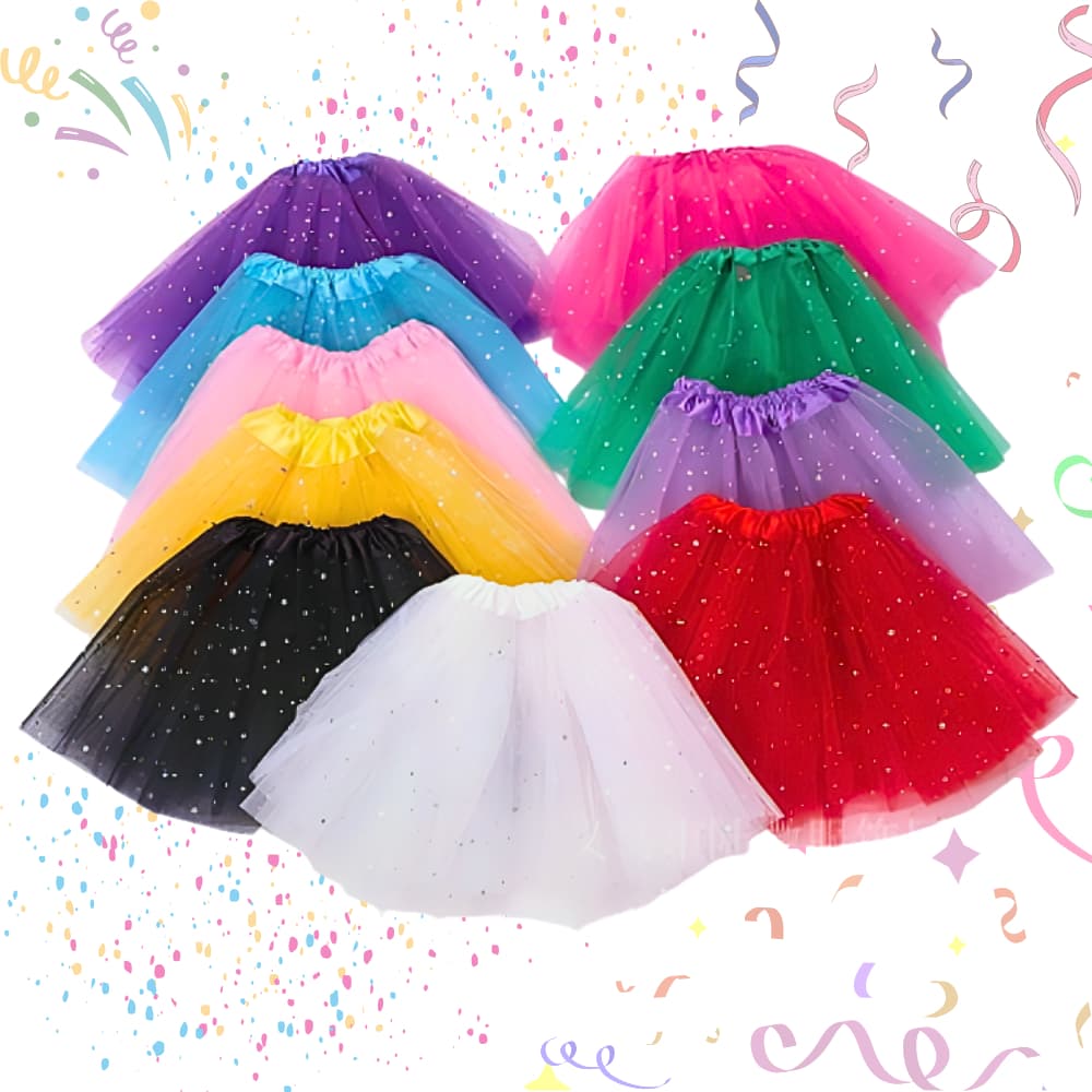 Saia De Tule Tutu Adulto Colorida Brilho 40cm Carnaval Fantasia Sainha Com Elástico Na Cintura Bailarina Rodada Filó