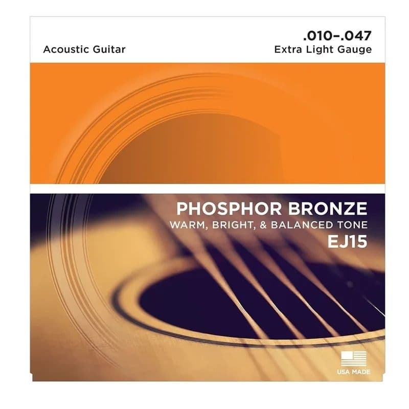 Encordoamento D'Addario Violão Aço EJ15 Phosphor Bronze - 010 Original