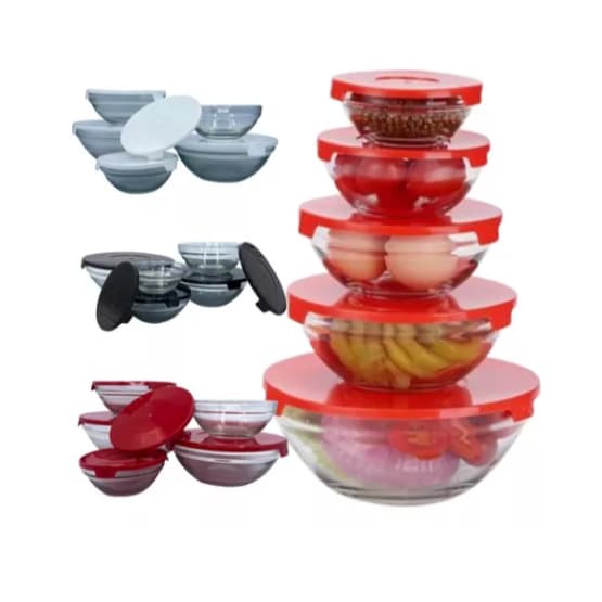Kit 5 Potes de Vidro Herméticos Com Tampa Armazena Alimentos Cozinha Presente Utensilios - SORTIDO
