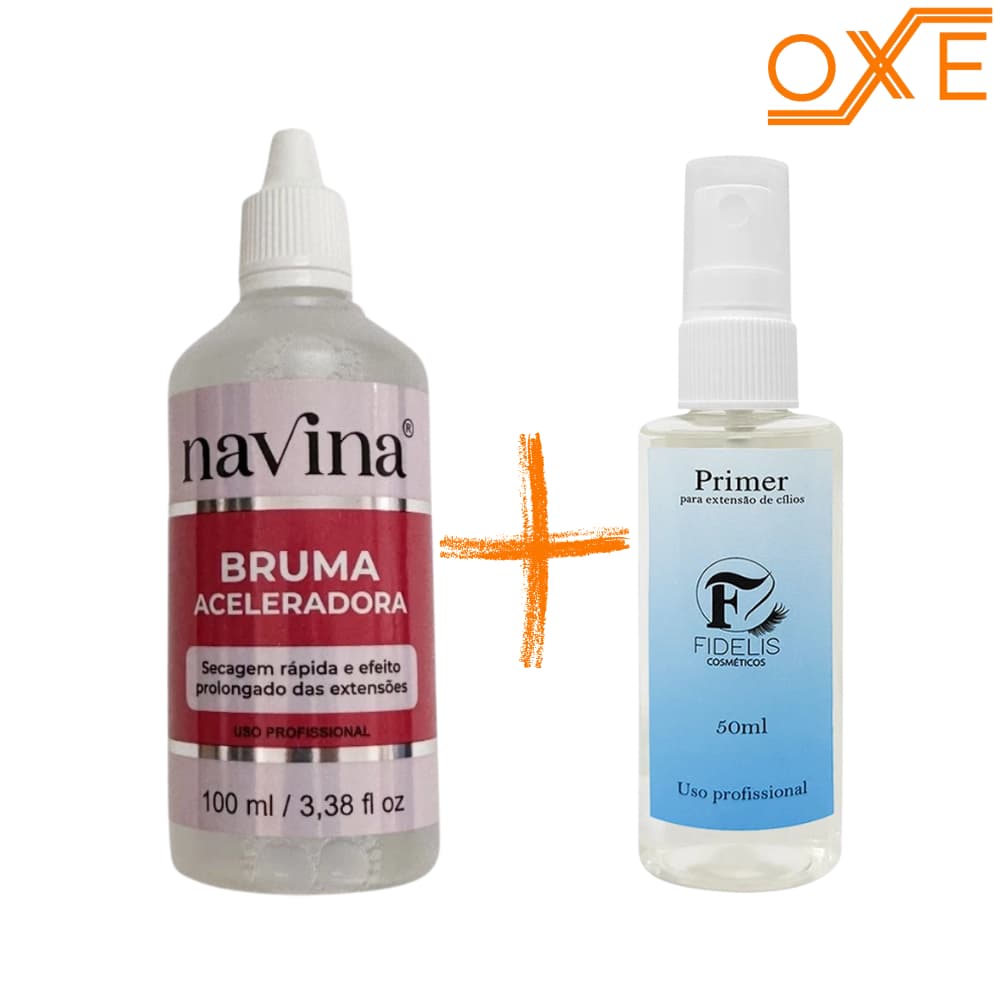 Kit Primer Fidelis + Bruma Navina Para Extensão De Cilios Uso Profissional