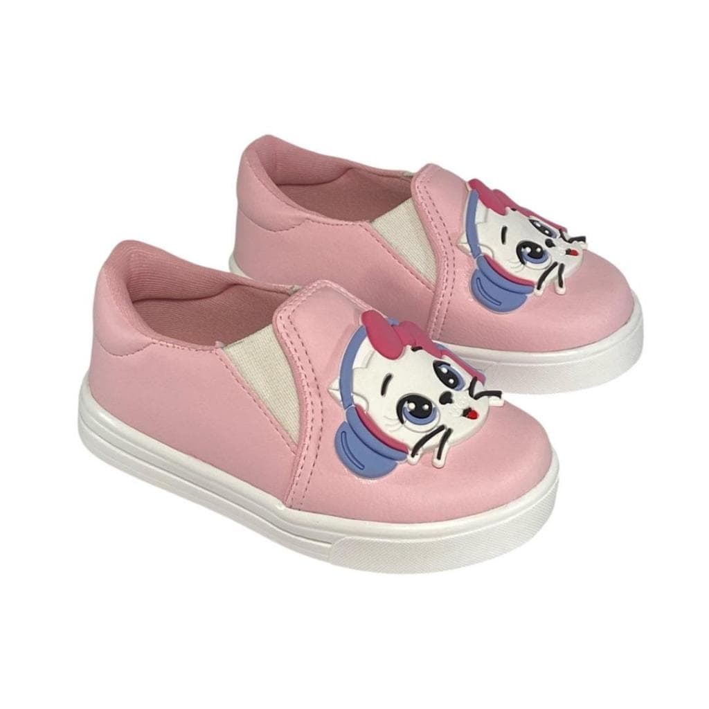 Tênis Infantil Menina Hiat Gata Fone Rosa 20 Ao 34