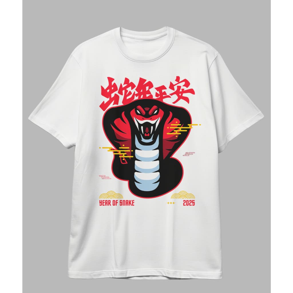 Camiseta Oversized Estampa Year of Snake Casual Confortável Cores