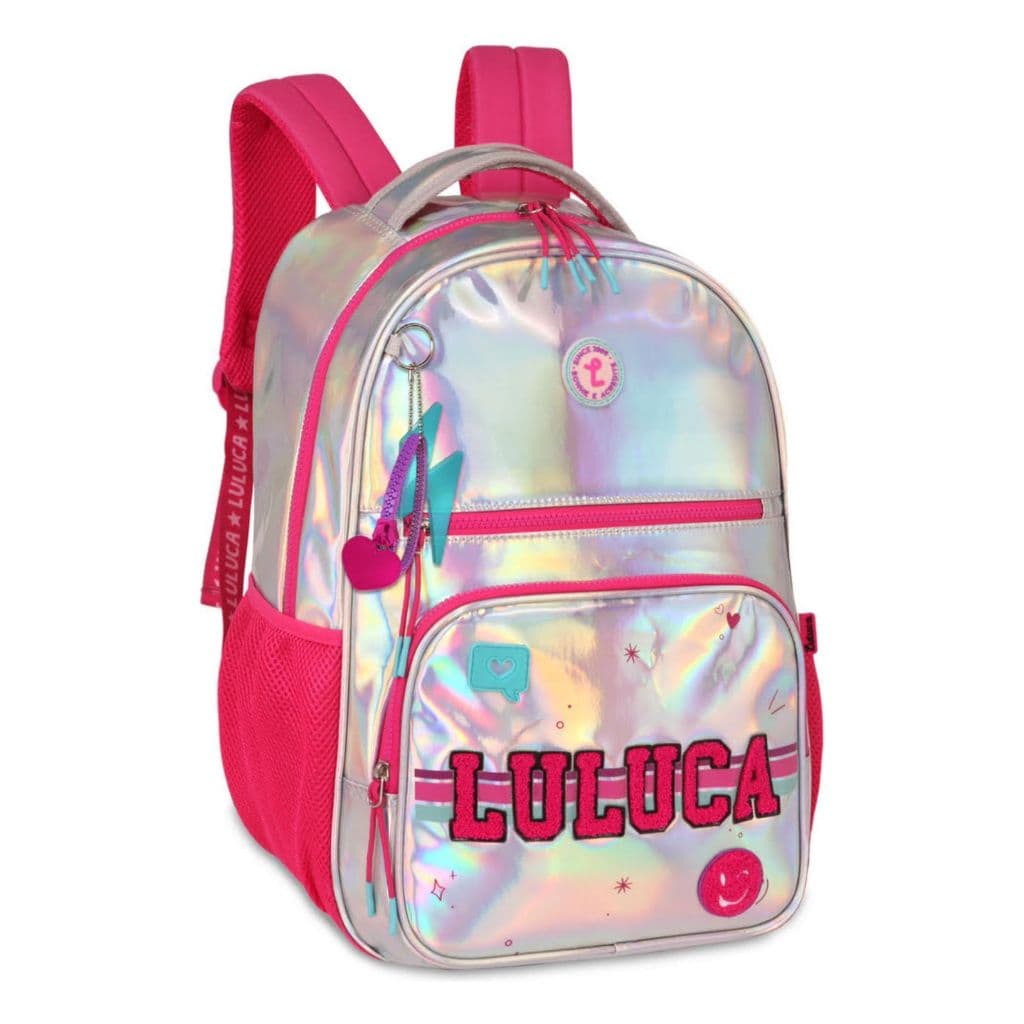 Mochila Luluca Holográfica Completa Refletiva Com Cor Holográfica 2025 Desenho Do Tecido Liso