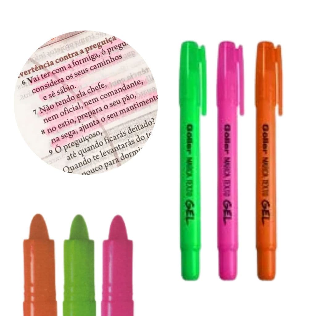 Conjunto com 3 Ótimos Marca Texto Goller Ponta Macia Não Mancha Qualidade Superior