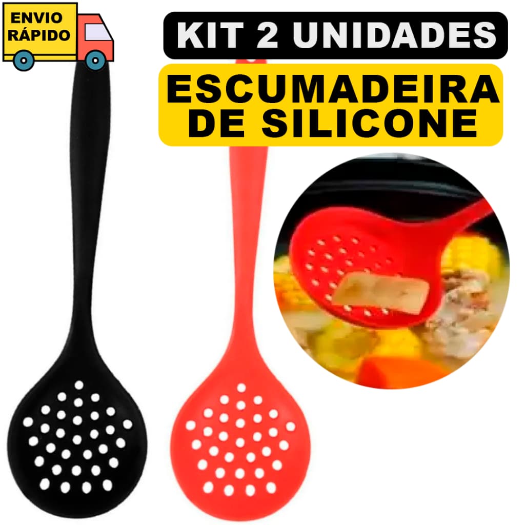 Jogo 2 Escumadeiras  Espátulas De Silicone Utensílios  Para Frituras Arroz E Alimentos De Cozinha