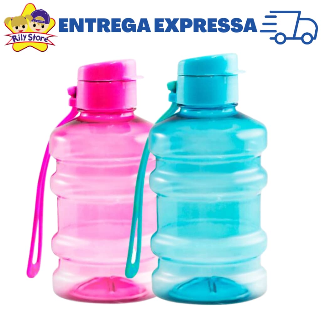 Kit com 2 Garrafas Mini Galão 500 ML de Água, Academia, Esportes, Escola, Infantil, Adulto + Cores Sortidas
