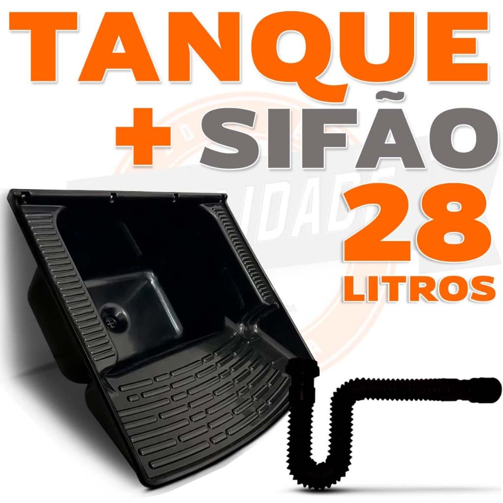 Tanque Plástico Preto 28 Litros Lavar Roupa + Sifão