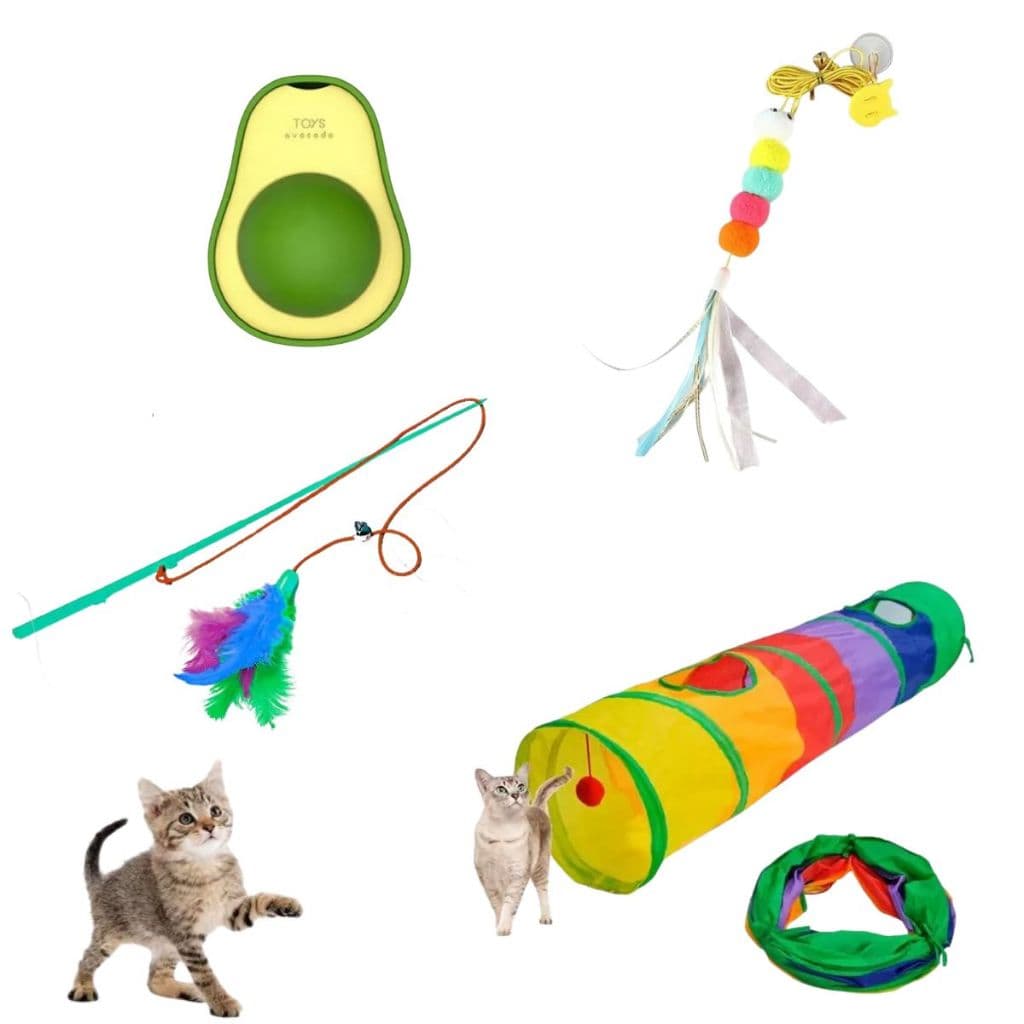 Kit Brinquedo Para Gato Túnel + Varinha + Abacate Catnip,  C/ 4 Unidades