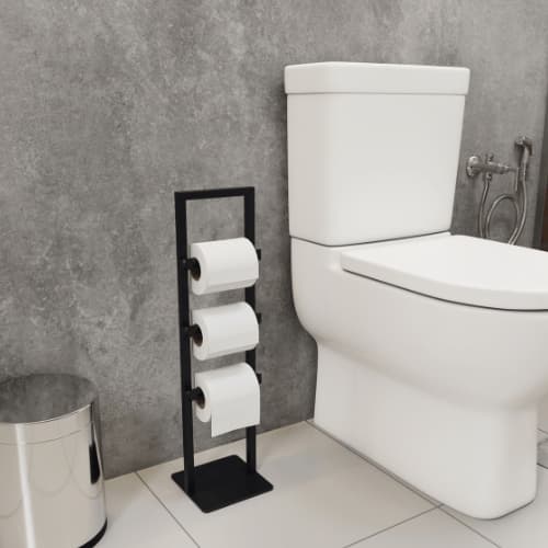 Porta Papel Higiênico de Chão Estilo Industrial para Banheiro com 3 Rolos