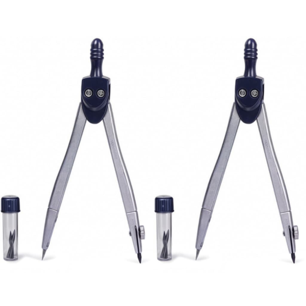 Kit 2 Compasso Precisão Escolar Metálico Técnico Com Refil