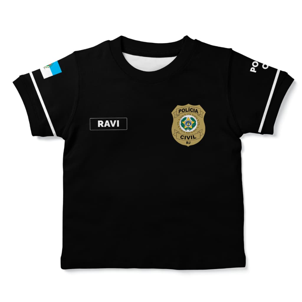 Camiseta infantil Polícia civil personalizada com nome Vários estados 3
