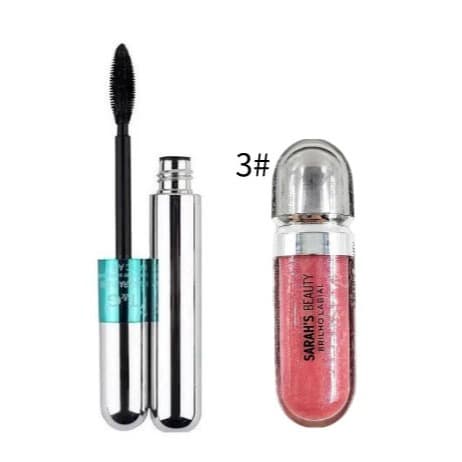 KIT Máscara para cílios a prova d'água RÍMEL 4D T&G Tango cor preto + Brilho Labial - Sarah's Beauty