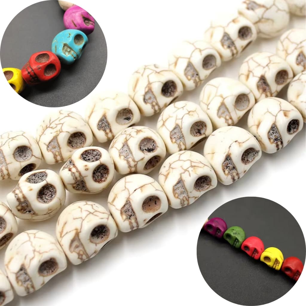 Fios de Caveira Howlita P/Colares, Pulseiras, Guias de Proteção, Artesanato 8MM 10MM