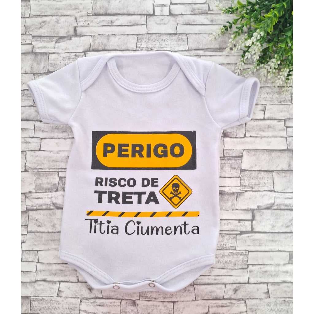 Body Infantil Manga Curta Branco Temático Bebê Frase 100% Suedine