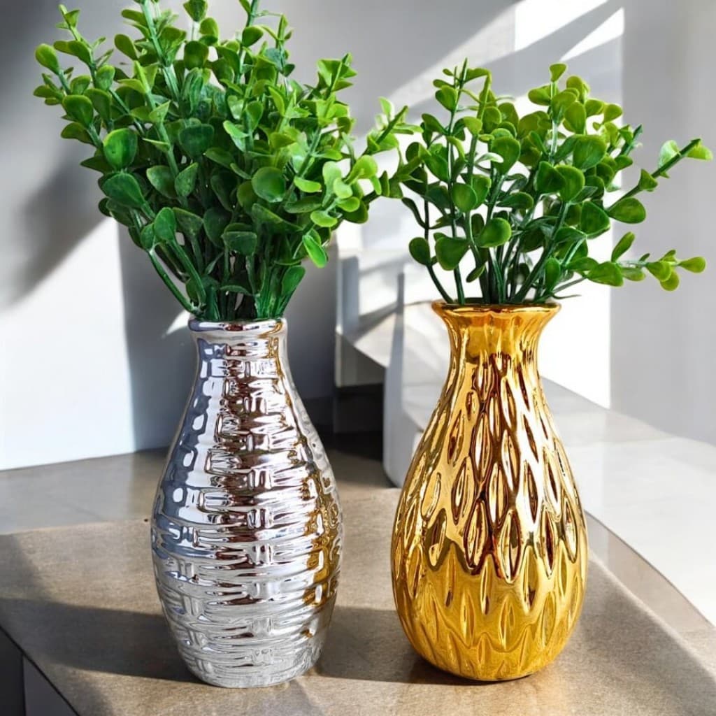 Mini vaso vasinho  metalizado com detalhes em 3d rose gold, dourado ou prata