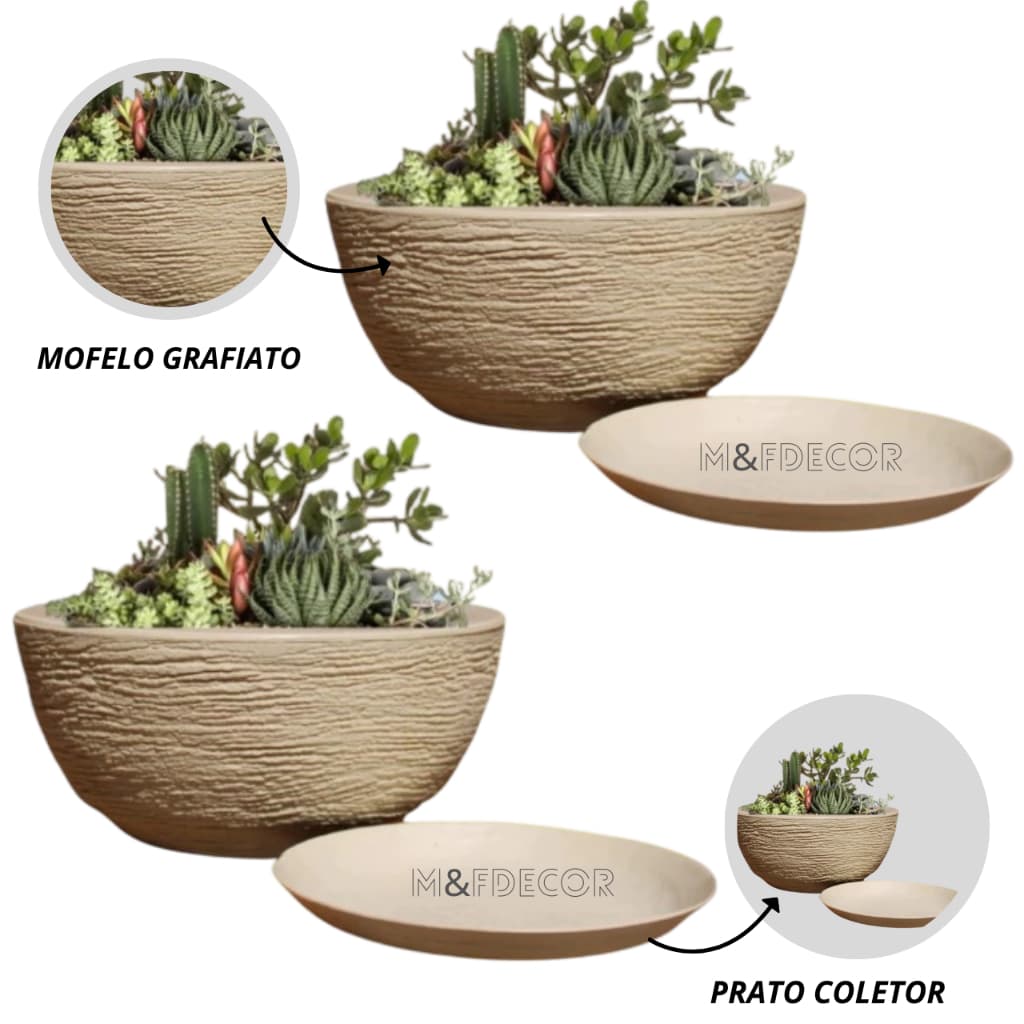 VASOS BACIA DECORATIVO PARA CACTOS SUCULENTAS CASA JARDIM COM PRATO 26X13