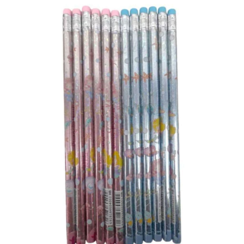 KIT LÁPIS HB COR DA GRAFITE PRETA COM BORRACHA - METALIZADO OCEAN PRINCESS