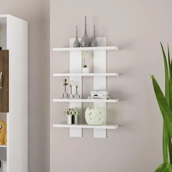 NICHO DECORATIVA MDF 60X45CM BRANCO MDF ORIGINAL ELEGANTE PRATELEIRA ESTILO ESCADA ESTANTE GRADE ESTILOZA