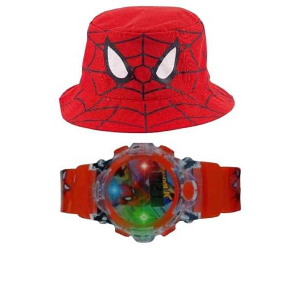 Boné chapéu do homem aranha mais relógio musical ou relógio digital a prova d agua  infantil masculino , lançamento