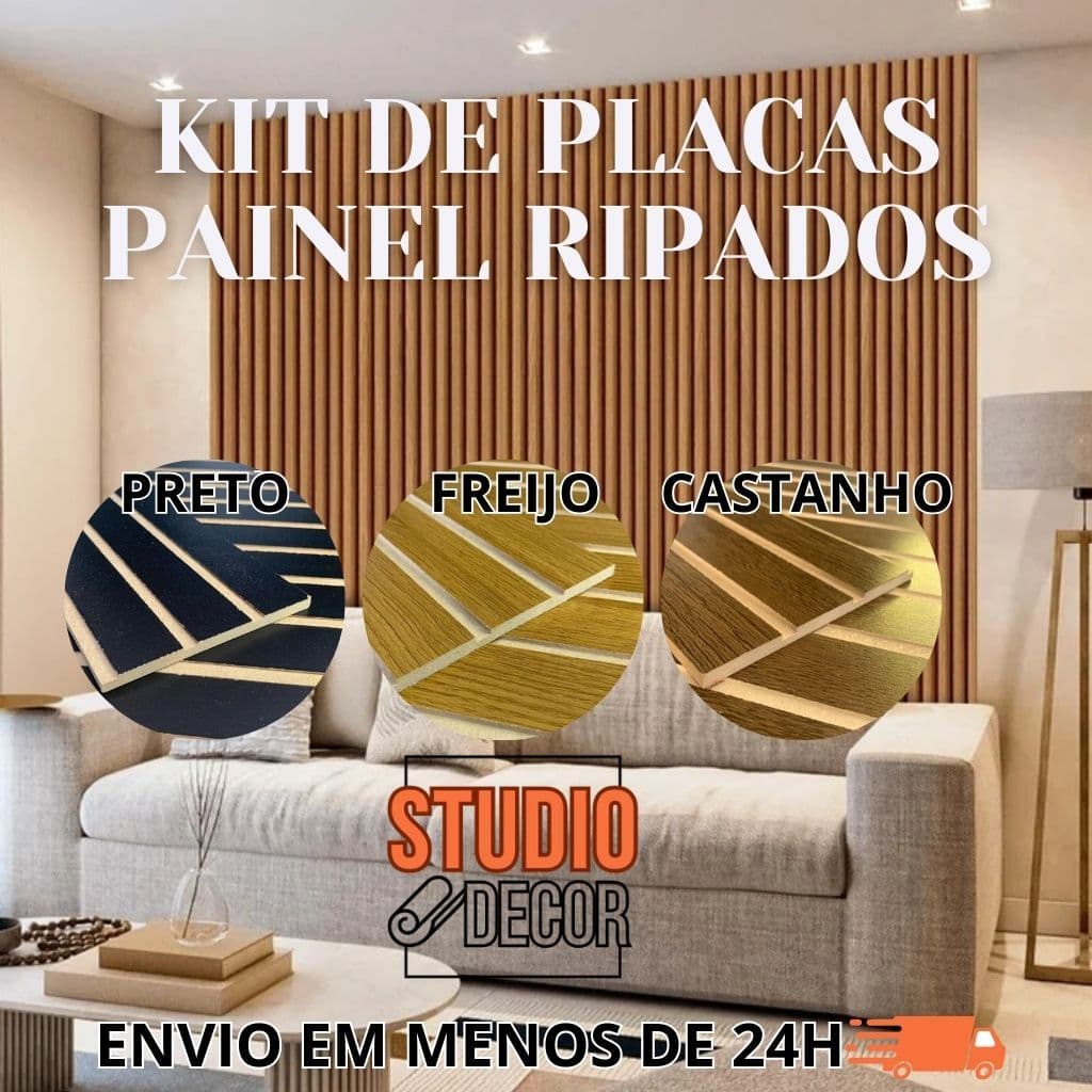 Kit de 10, 20, 20, 40 E 50 Placas Ripadas ripas Decorativas MDF 45x11cm Painel Revestimento Parede