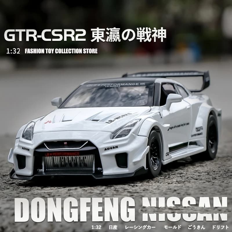 Miniatura Carro GTR CSR2 com Luzes Veloses e Furiosos Colecionavel Enfeite Decoração Presente Adulto Criança Bryan