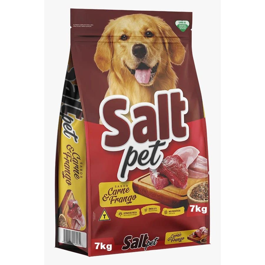 Ração Cães Cão Adulto Sabor Carne Frango Salt Pet Todas As Raças 7kg