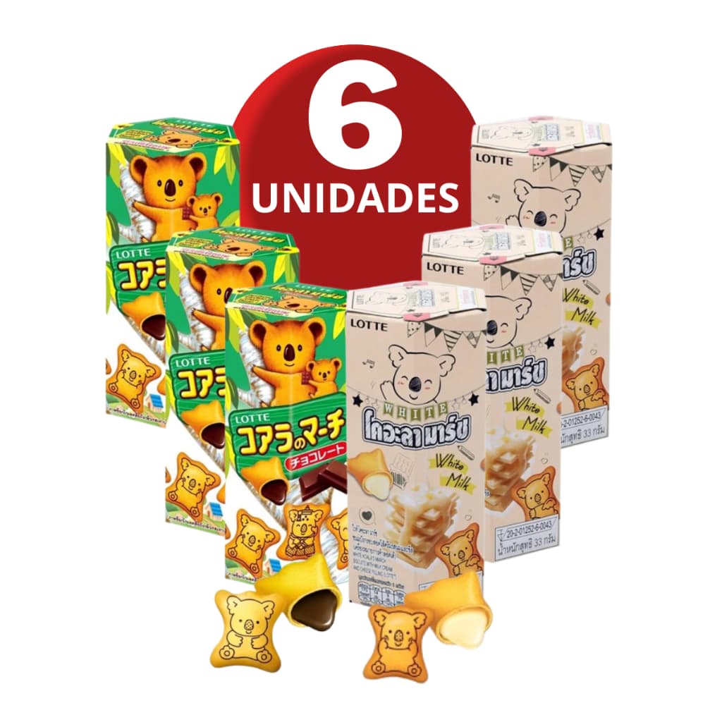 Pacotes Biscoito Recheado Koala Coala Oriental Japones Chocolate Branco Morango Ovo de Pascoa