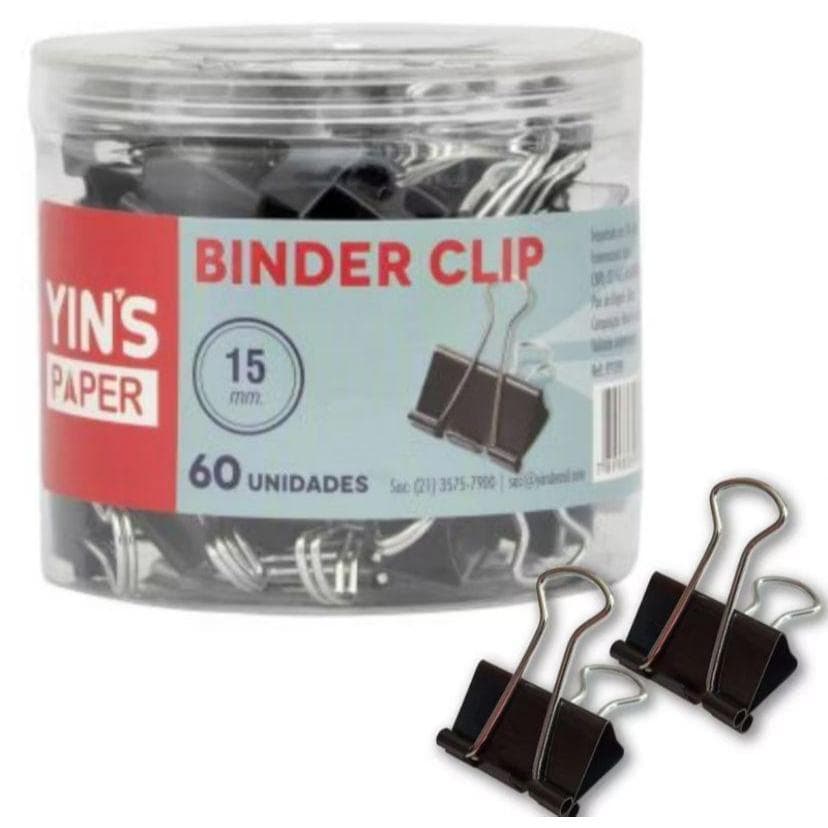 Prededor de papel binder clip 15mm caixa com 60 unidades