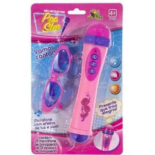 Brinquedo Microfone com Som kit óculos +Microfone  com música Menina