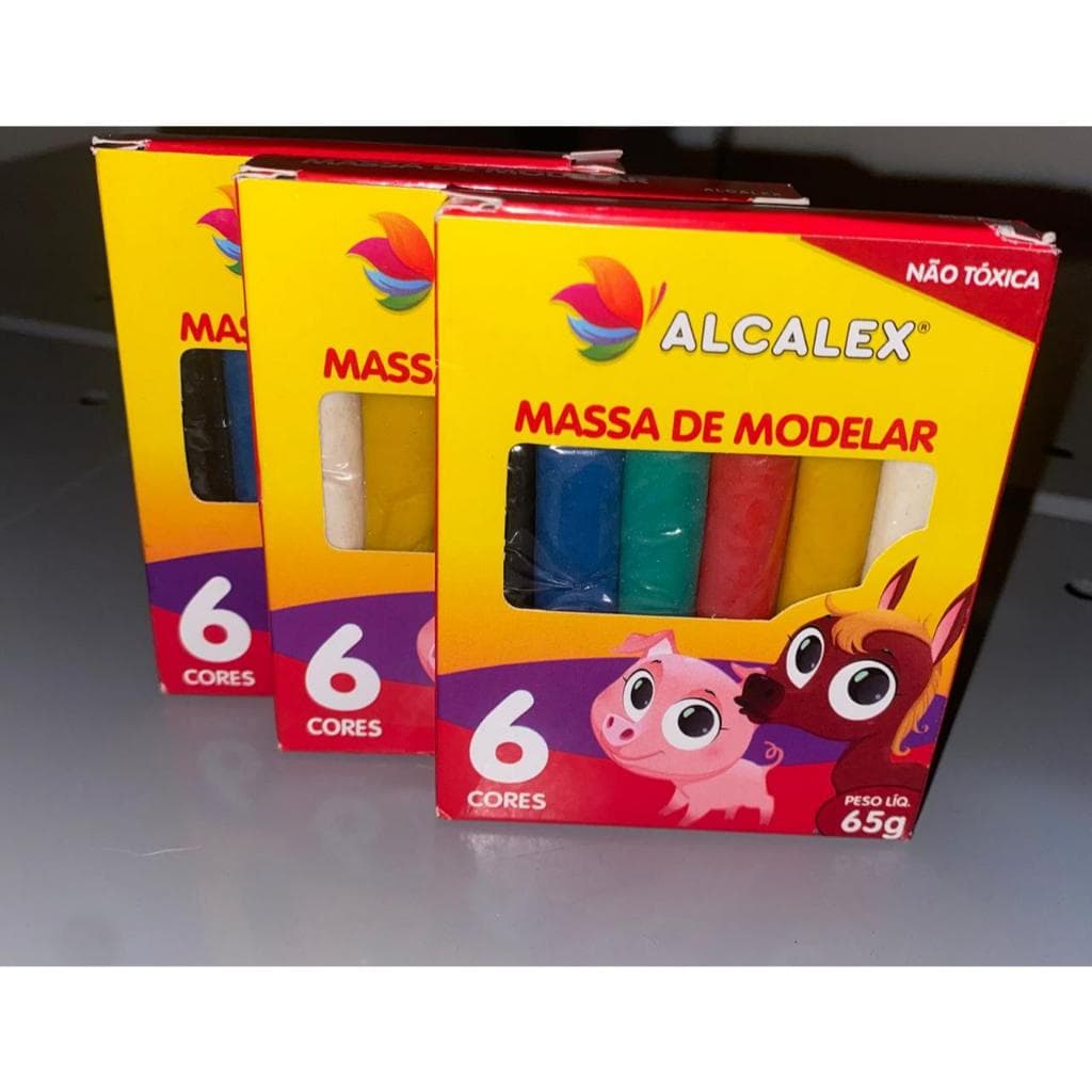 kit com 3 Massinha de modelar c/6 cores não toxica