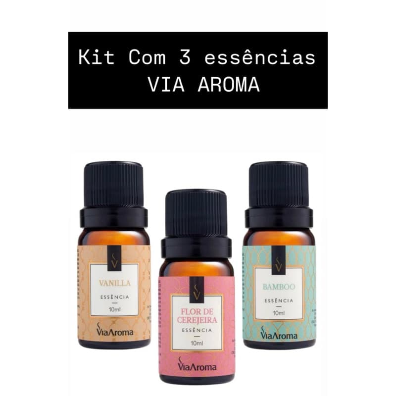 kit 3 Essencias Para Aromatizador Difusor de Ambiente  elétrico - Via Aroma c/ 3 Essências