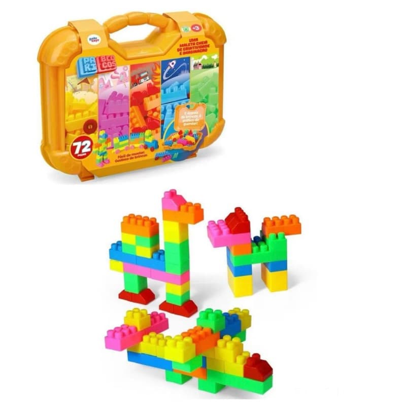 Kit Maleta de Blocos de Montar Kit Maleta Brinquedo Infantil Educativo
