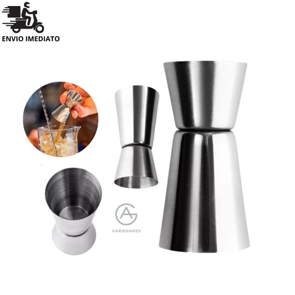 Dosador Duplo De Bebidas Inox Medidor Drinks Batidas 25Ml 50Ml
