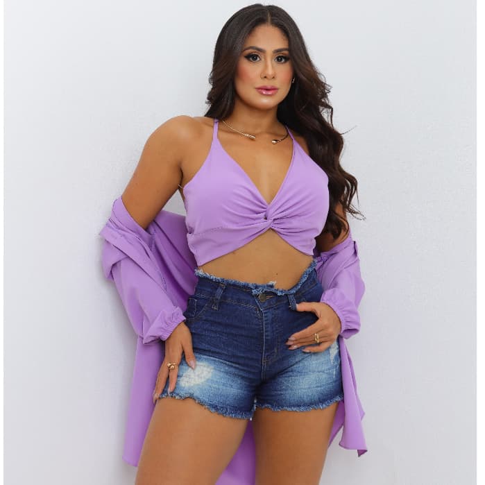 Conjunto  Kimono Liso+ Cropped Tendencia 2025