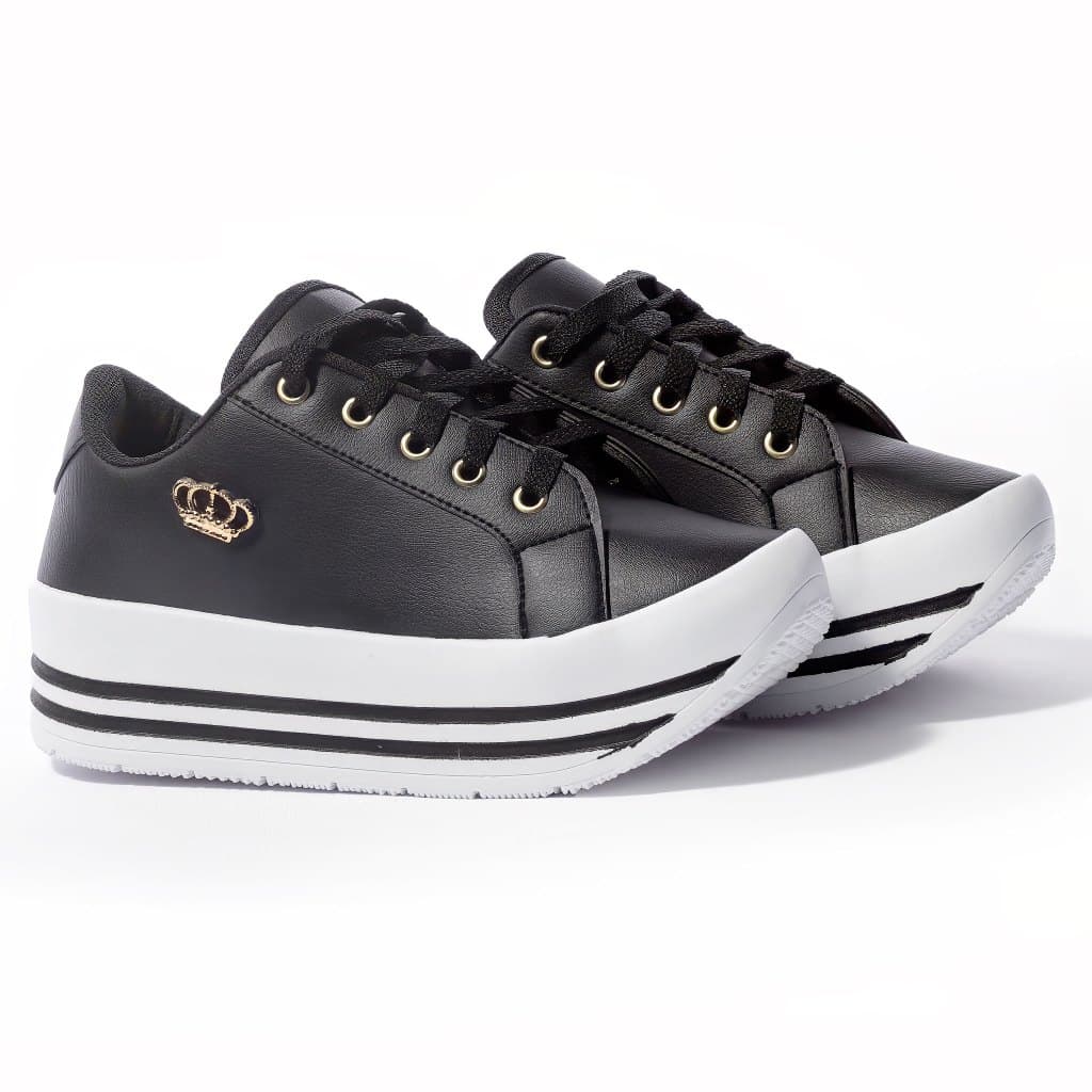 Tenis Feminino Tênis Plataforma Preto Branco Alto