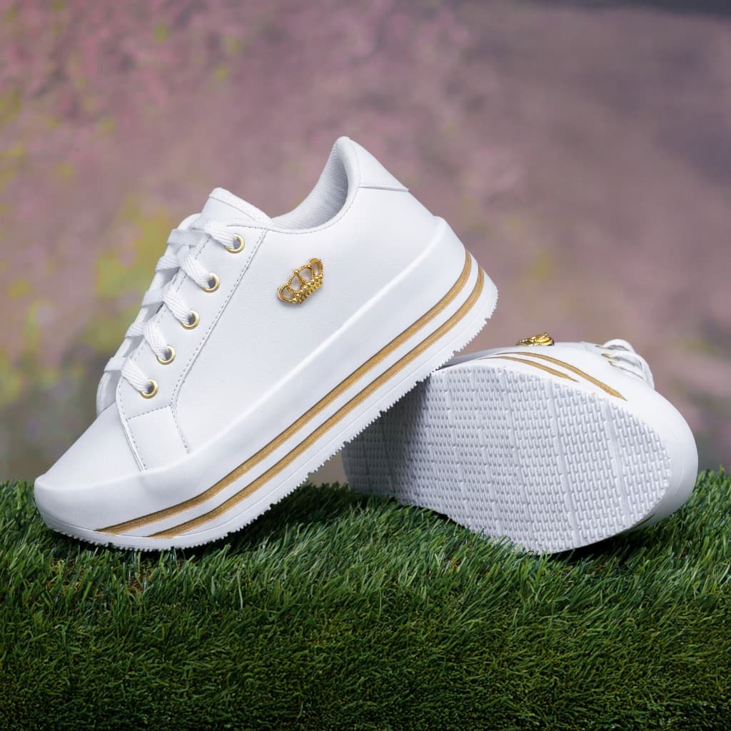 Tenis Preto Feminino Confortável Tênis Esporte Fino Plataforma Alta Branco