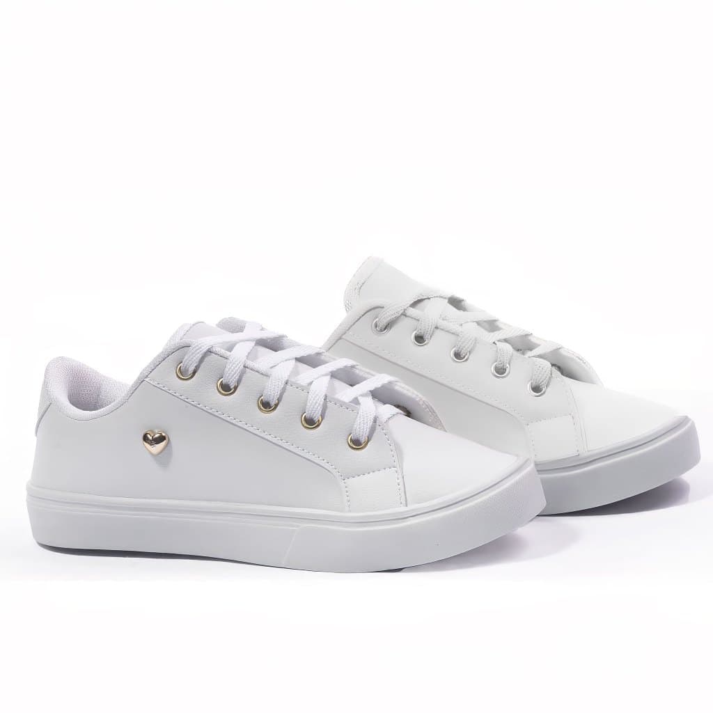 Tênis Feminino Tenis Femeneno Coração Sola Reta Preto Branco Rosê Casual Solado Macio ConfortávelTop