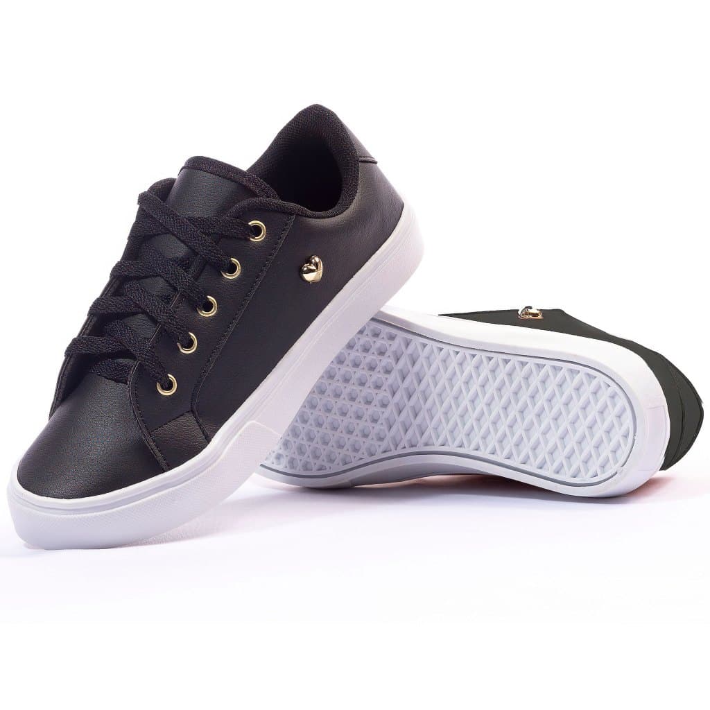 Tenis Feminino Reta Preto Rosê Branco Casual Solado Macio Confortável