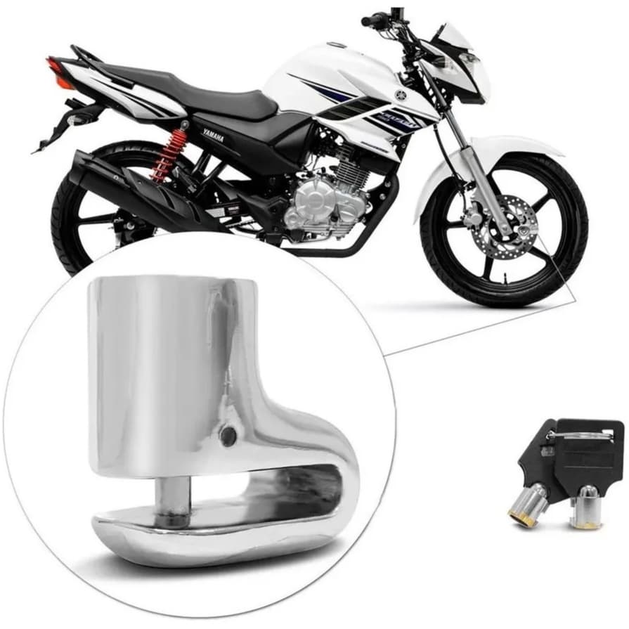 Trava Disco Freio Moto Anti Furto Pino Cromado Mini Cadeado