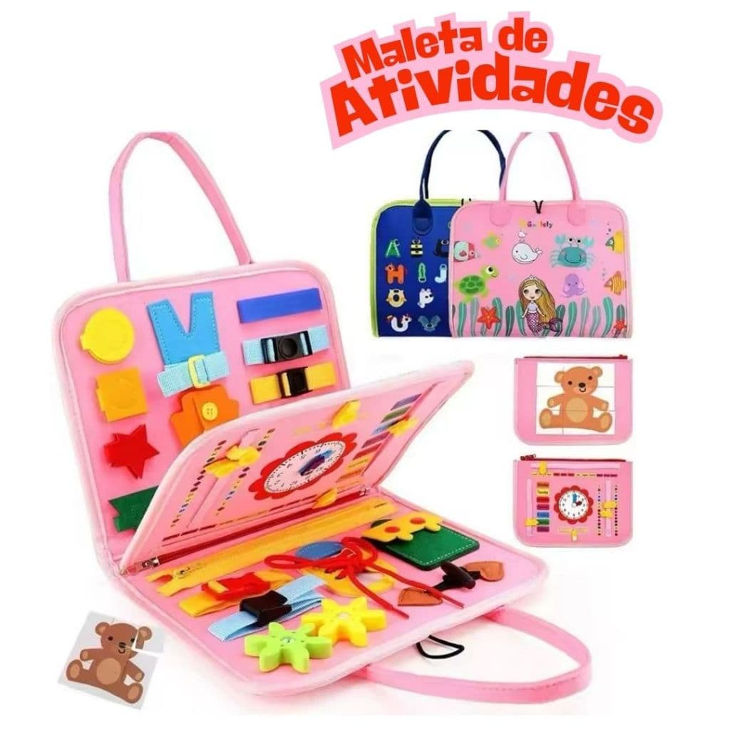 Maleta Educativa Montessori didática Sensorial Brinquedo Para Crianças bebê  Azul e Rosa