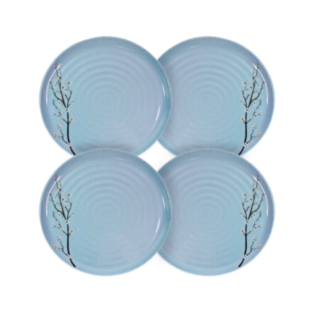 Kit 4 Pratos Sobremesa Azul 19cm Melamina – Design Psicodélico para Mesa Moderna