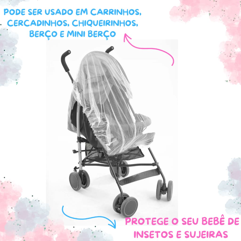 Mosquiteiro p/ Carrinho e Berço Portátil - Proteção Eficaz Contra Mosquitos e Insetos