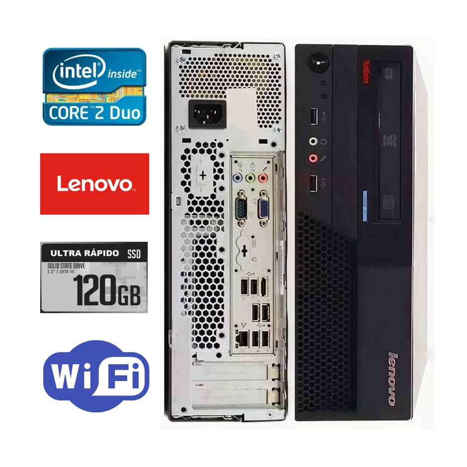 Computador Lenovo E8400 Ssd 120gb Wifi Torre CPU Pronta Para Estudo Trabalho Ifood Ecommerce