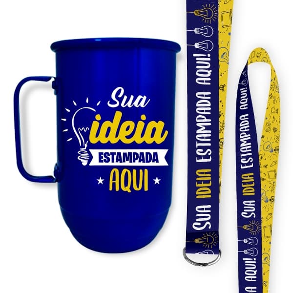 Kit 50 Canecas Coloridas 850ml Personalizadas + Tirantes