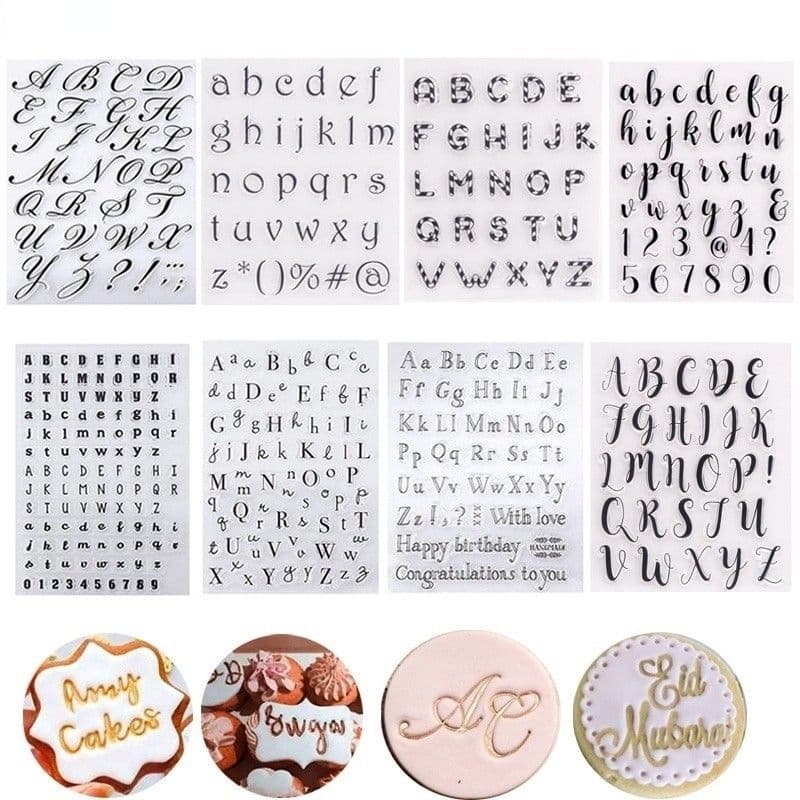 carimbo de silicone alfabeto letra 2 cm, ferramenta para decorações de bolos carimbo para confeitaria